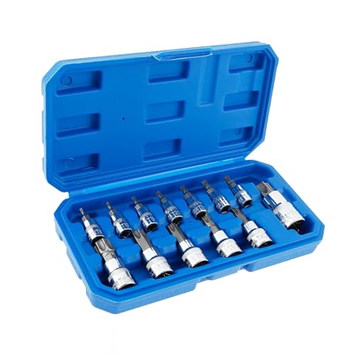 Set di 13 dadi esagonali esagonali, 1/4 3/8 1/2, set di chiavi a bussola esagonali, 2-14 mm, con scatola di conservazione, per avvitatore a percussione, chiave dinamometrica T8-T70