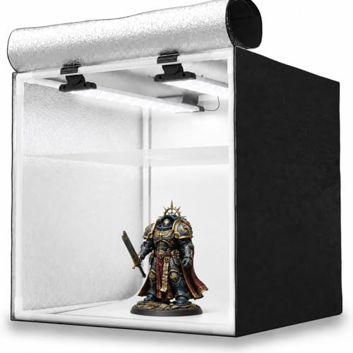HAVOX Lightbox HPB-40D - 2 Panneaux inclinables - 40x40x40cm – Boîte à lumière LED 5500K 13000lm – Mini Studio Portable pour Packshot, Bijoux, Accessoires, E-Commerce – Fond Blanc Professionnel