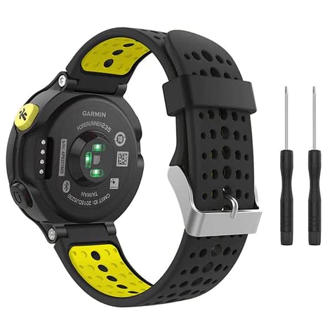 For Garmin Forerunner 220/230/235/630/620/735XT Silicone Sports Band Strap Strap Silicone Fitness Wrist Smart Watch Band Strap Silicone Fitness Smart Watch Band Sports Band Breathable (Black/Yellow)