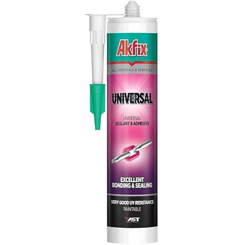 Akfix Universal Waterproof Hybrid Sealant - All Purpose Construction Adhesive for DIY&Professional Users, Excellent Bonding to Metal, Wood, Glass, Industrial Adhesives & Sealants | 1 Pack, 9.8 Oz.