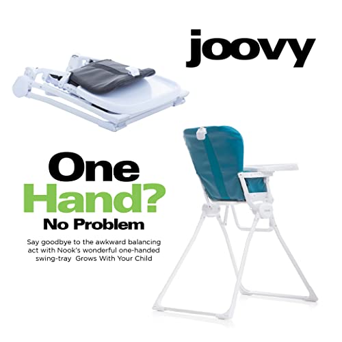 Joovy Nook High Chair Featuring Four-Position Adjustable Swing Open Tray, And Removable, Dishwasher-Safe Tray Insert For Easy Cleaning - Folds Down Flat For Easy Storage (Turquoise) #TOP2