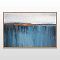 Framed Canvas Wall Art Abstract Ocean Seascape Canvas Prints Home Artwork Decoration for Living Room,Bedroom - 16x24 inches