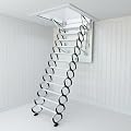 DEFNES 12 Steps Ceiling Mount Attic Ladder, Heavy Duty 1100LBS Retractable Attic Ladder Pull Down, Ceiling Stair with Safety Handrails, Hidden Folding Loft Stairs for Garage & Home Attic Access