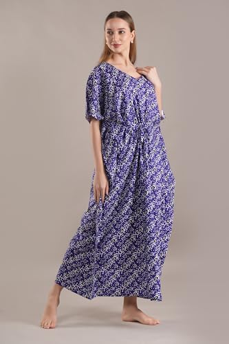 Image of Onekbhalo Women's Cotton Floral Kaftan Nighty Maxi Gown (OK Free Size)