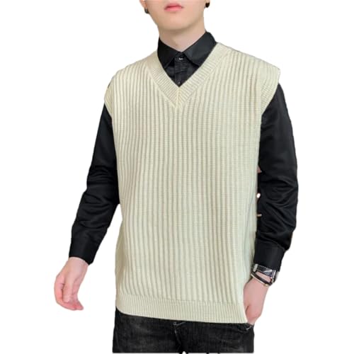 Men's Home Wear Pajamas Solid Color Knit Sweater V-Neck Sleeveless Vest Comfortable Sweater - Main Image