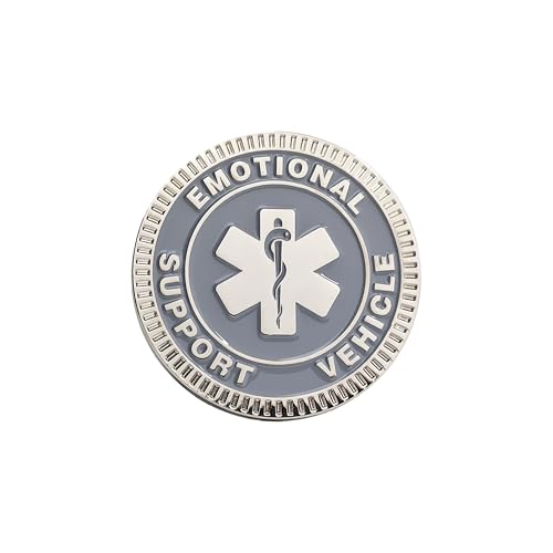 Image of Emotional Support Vehicle Metal Emblem - 3D Car Badge Decal for Vehicles, Trucks, SUVs, RVs Alloy Auto Accessory (Silver)