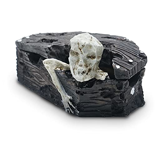Kocris Casa Skull Aquarium Fish Reptile Tank Decoration Resin Cave House Skeleton Small Pet Decorative Landscape Terrarium Ornament Halloween Décor fot Snake Lizard Spider Tanks