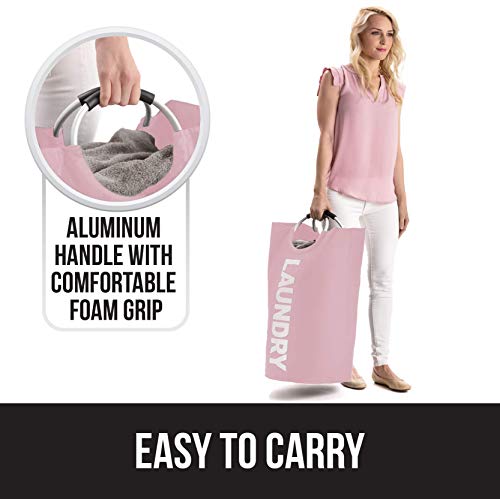 Gorilla Grip Large Laundry Basket, Collapsible Fabric Hamper, Padded Handles, 115L, Tall Foldable Clothes Baskets, Durable Linen Bins, Easy Carry Bags, Hampers For Kids Bedroom, Dorms, Light Pink #TOP3