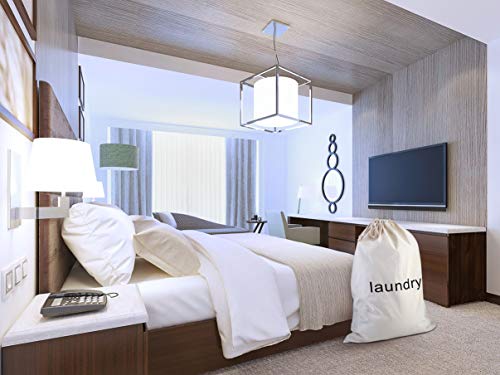 Fabbpro Cotton Canvas Cloth Fabric Laundry Bag – Stylish & Portable Natural Biodegradable Drawstring Bag – Ideal For Hotels, Airbnb’s, Rental Spaces, Vacation Homes & Even Travel #TOP4