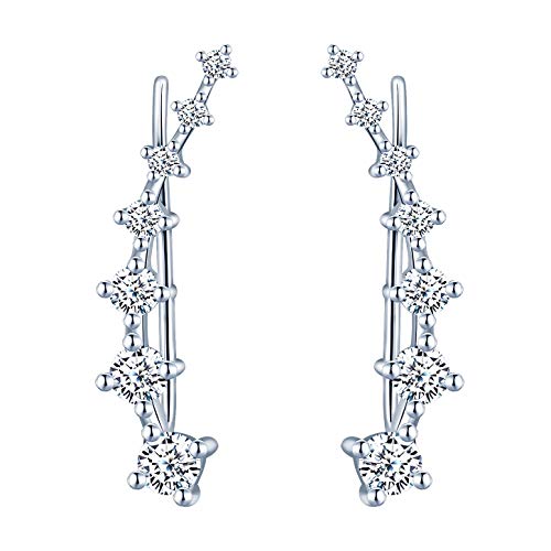 Yumilok Damen Knorpel Schmuck Ohrklemme Ohrring Ohrstecker Ohrclip Piercing 925er Sterling Silber mit Kristall für Mädchen Silber