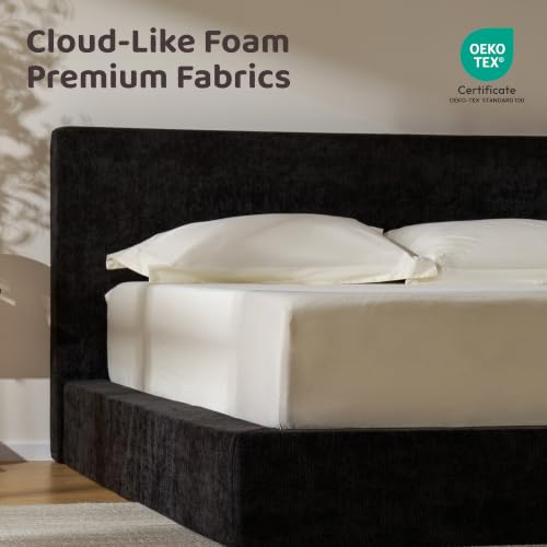Image of RECCI AirFrame Full Size Upholstered Bed Frame with Plush Padded Headboard