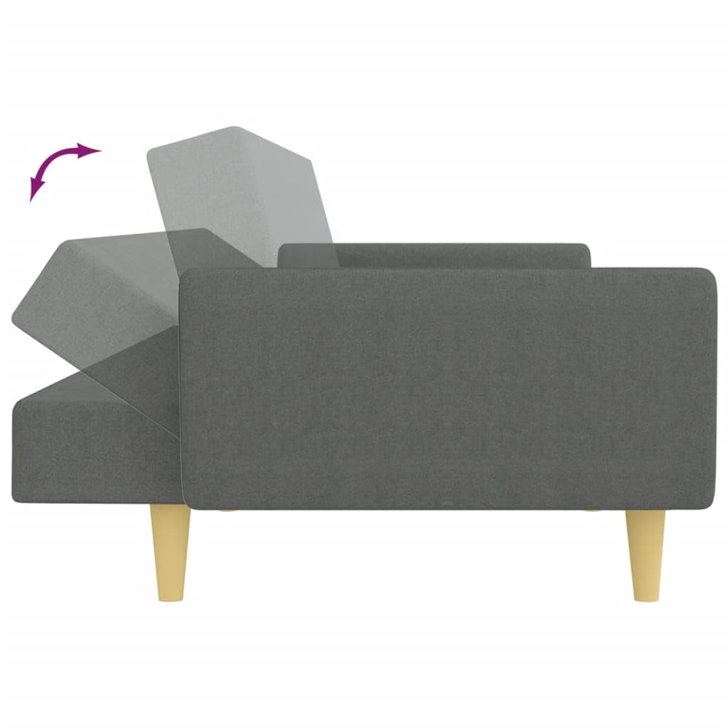 Divano Letto 2 Posti con Poggiapiedi Grigio Scuro in Tessuto,Divano da Soggiorno,Divano di Design Moderno,Divano Letto 2 Posti Economico -3216247