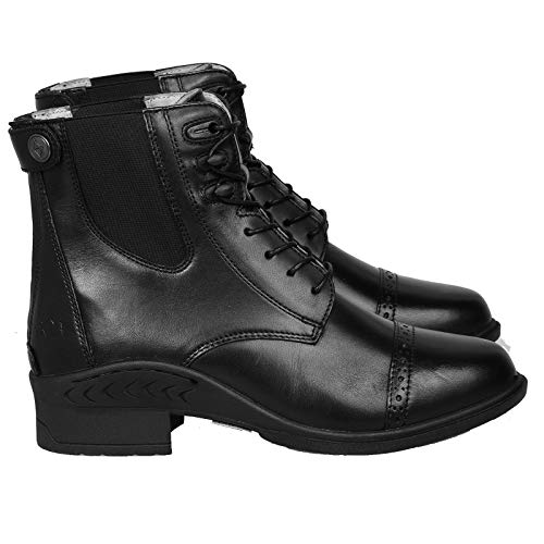 Bow & Arrow - Bow & Arrow Ladies Paddock Boots | Women Chelsea Ankle Boots | Equestrian Zip Button Lace Up Riding Shoes With Cap Toe Low Block Heel | Made With Leather Material