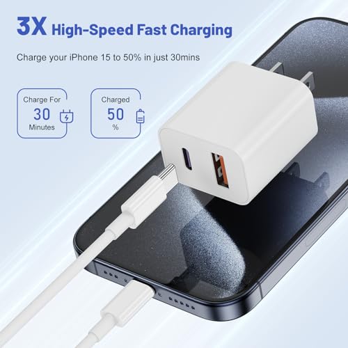image for chcela [10FT+10FT] for iPhone 17Air 16e 15 Dual Port 20W PD Fast Charg