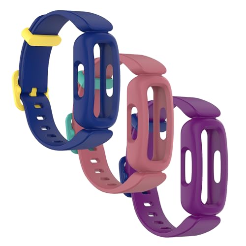 Straps Charger Compatible with Fitbit Ace 3 for Kids Soft Silicone Sport Wristband Adjustable Accessory Bracelet Replacement Band Charger made for Fitbit Ace 3/Inspire 2 Boys Girls Gift - 3 colours