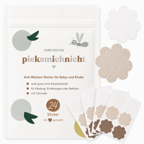 pieksmichnicht Anti-Mücken-Aufkleber für Babys und Kinder | mit Citronella-Öl | 24 Stück | Mückenschutz Insektenschutz Mückensticker Patches Pflaster (Pure)