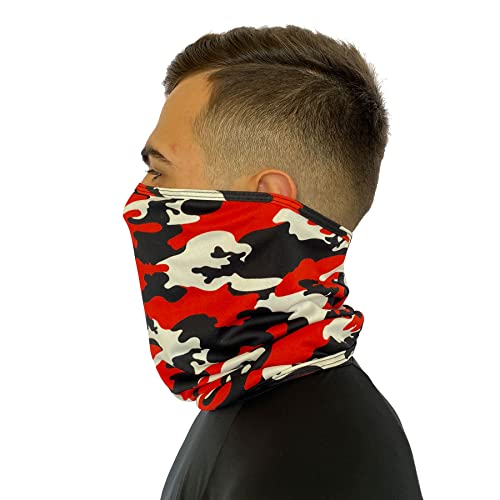 Bandana Tubular Camuflada Vermelho Tamanho Único Multiuso Mascara Balaclava Bike Moto Ciclismo Gola