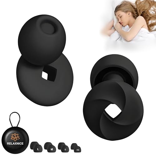 RELAXNICE - Ohrstöpsel zum Schlafen - Gehörschutz Ohrstecker,weiches Silikon wiederverwendbar,für erholsamen Schlaf und Lärmm
