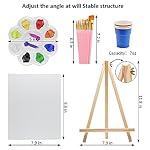 Rabbitale 121 Pcs Art Painting Kit Supplies Set for Party - 60 Paint Brushes, 24 Acrylic Paints, 6 Wood Easels & Canvas Panels & Palettes & Aprons & Wash Pen Cup, 1 Plastic Tablecloth - Image 2