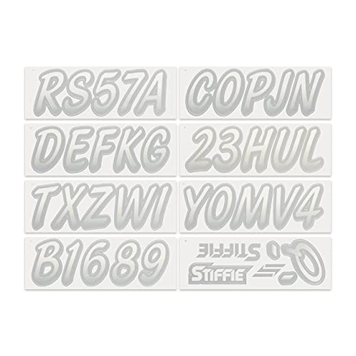 Image of STIFFIE Whipline Transparent Clear /Silver 3 inch Boat & PWC Registration Decals • Numbers Letters Stickers