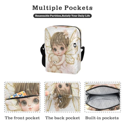 Cute Baby Golden Wings messenger bag for women shoulder bag crossbody Shoulder Handbags Adjustable Strap for Shopping business2