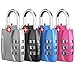 Price comparison product image Fosmon TSA Accepted Luggage Locks, (4 Pack) Open Alert Indicator 3 Digit Combination Padlock Codes with Alloy Body for Travel Bag, Suit Case, Lockers, Gym, Bike Locks - Black, Blue, Pink, and Silver
