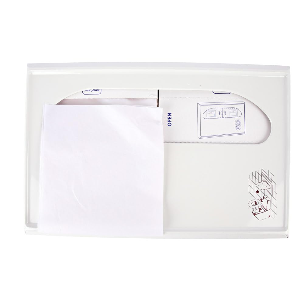 6 Stück Spender für Toilettensitzabdeckungen | Kunststoff, weiß, L: 42cm, B: 4,6 cm, H: 28cm, Karton, Toilettensitzbezugspender, Sitzbezüge, Toilettensitzbezug
