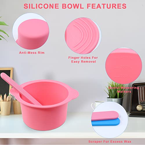 Yungeln 2Pcs Wax Pot Liner,Silicone Wax Warmer Liner with 2 Pcs Wax Sticks, Non-Stick Wax Pot Silicone Bowl Replacement,Reusable Wax Melt Liners Wax Warmer Liner Bowl for Hair Removal