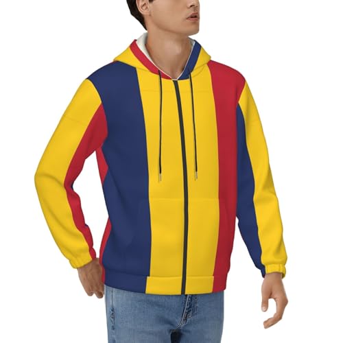 Sweat à capuche zippé drapeau du Tchad EdWal pour homme avec poches et cordon