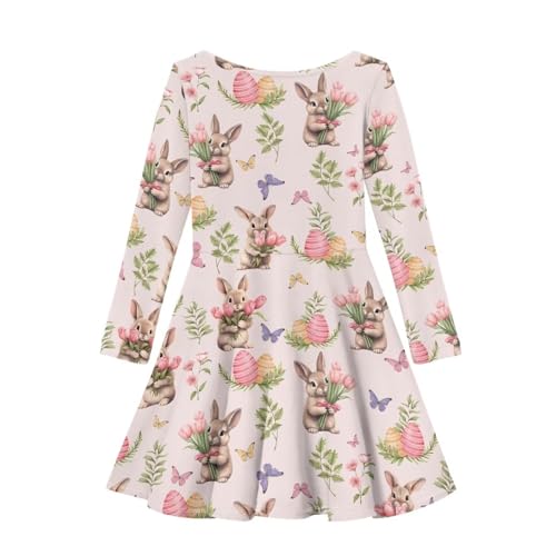 Upetstory Girls Dress Long Sleeve Pleated A Line Flowy Dresss Clothes 2-14Years2