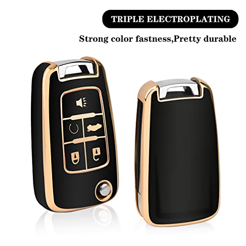 Image of QBUC for Chevy Key Fob Cover Case with Keychain for Chevrolet Buick Camaro Cruze Equinox Malibu Impala Spark Sonic GMC