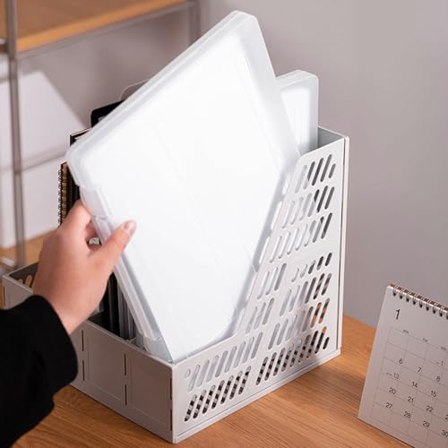 Boîte de classement plastique A4 lot de 4 rangements transparents pour documents et magazines - 3