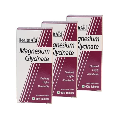 Image of HealthAid Chelated Magnesium Glycinate with Zinc (1682 mg) - Magnesium Supplement for Muscle Recovery, Sleep Support, Cramps Relief & Nerve Health | Promotes Brain Health - 60 Veg Tablets (Pack of 3)