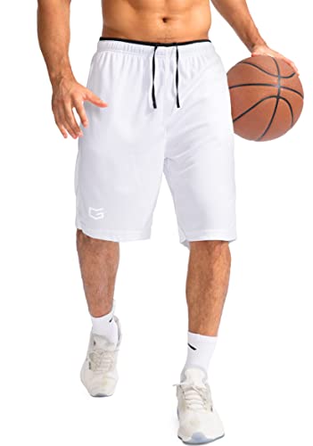 G Gradual Men's Basketball Shorts With Zipper Pockets Lightweight Quick Dry 11" Long Shorts For Men Athletic Gym(White,Xl) #TOP9