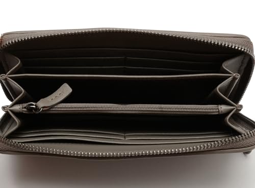 2R Braided Genuine Leather Zipper Wallet, Soft Lambskin, Woven Design (Grey)4