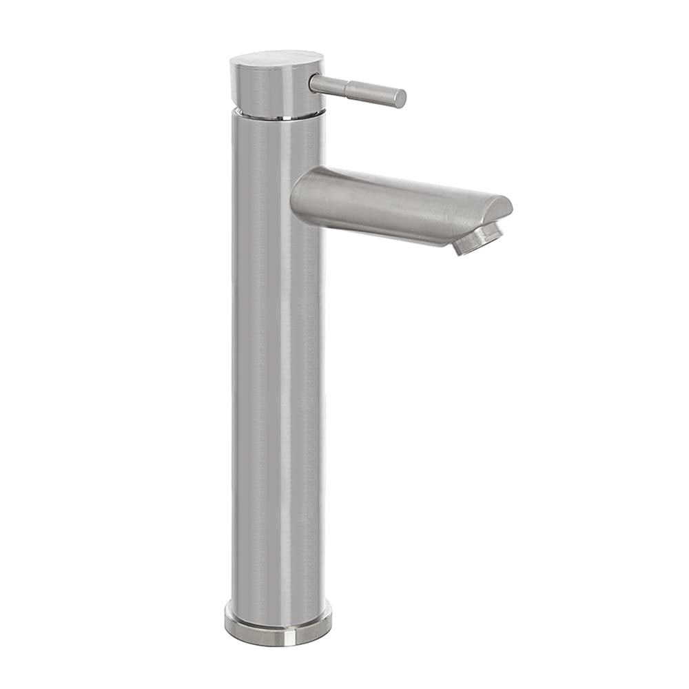 Inbagno Set miscelatori lavabo Alto e Bidet monocomando, in Acciaio Inox Spazzolato, con piletta Click clack Satinata, York