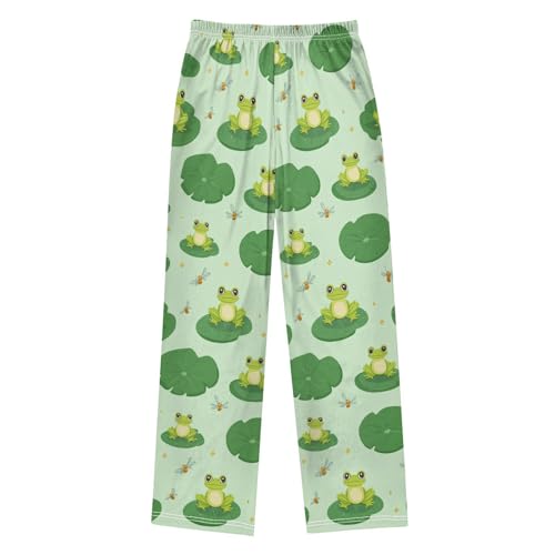 Cute Cartoon Happy Frogs Boys Pants Girl Sleep Pants Long Trousers Elastic Waist Lounge Bottoms S2