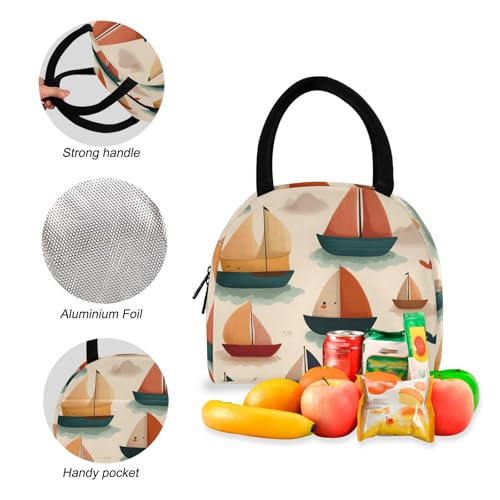 Anime Boats Print Backpack Set with Lunch Bag, Large Capacity Travel Backpacks and Lunch Box Insulated for Commute Hiking Picnic4