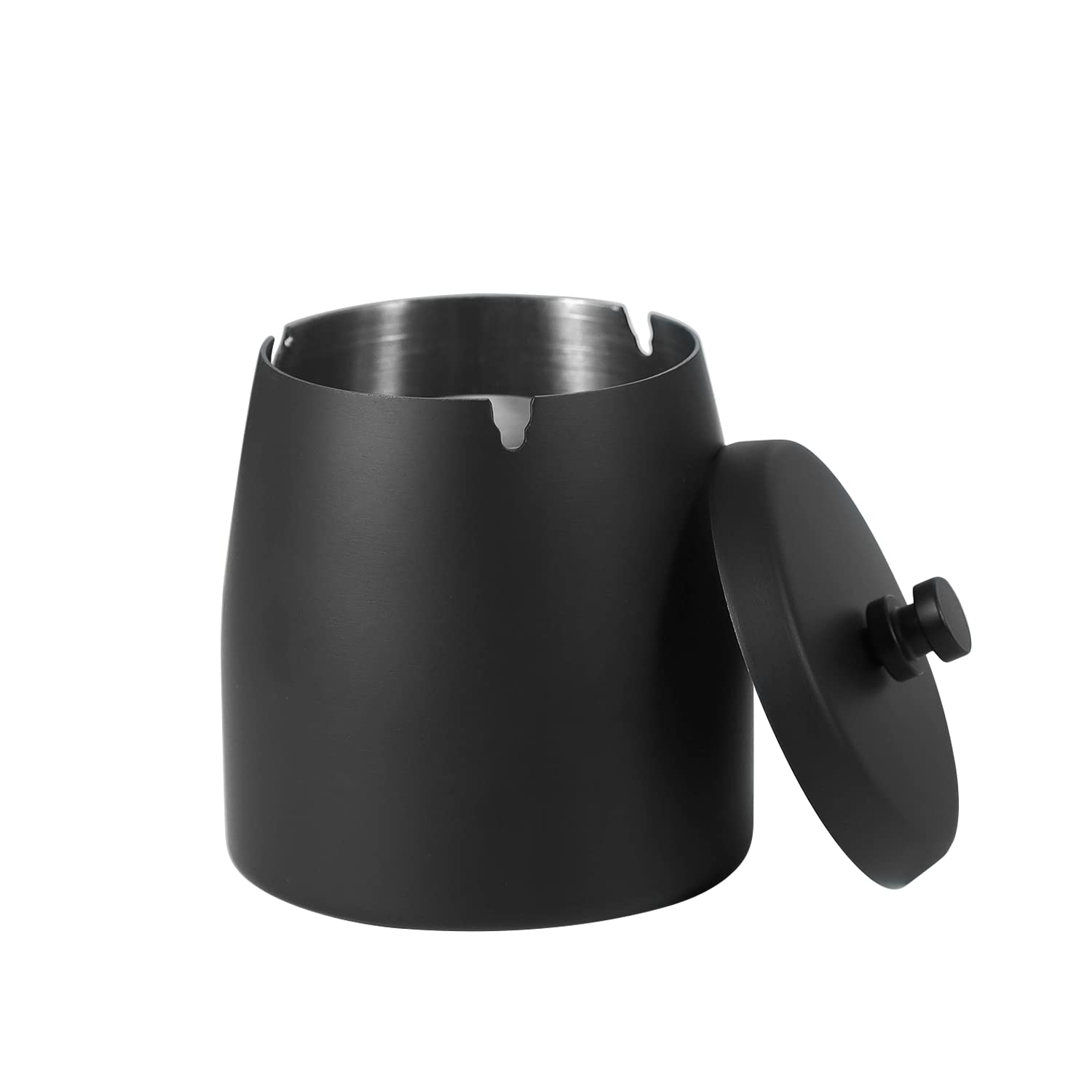 Posacenere per esterni senza fumo con coperchio, in acciaio inox, antivento, inodore, ideale per patio o tavolo da ufficio, design coperto per eliminare l'odore (9 x 8,4 cm)