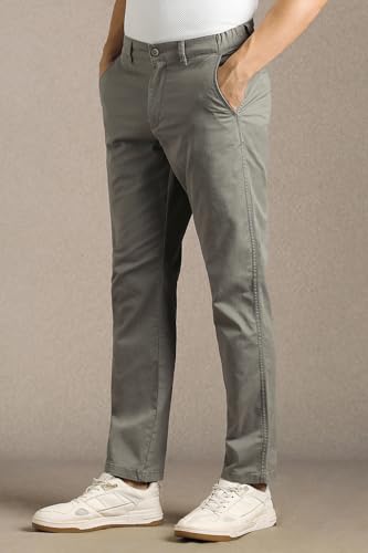 Image of Louis Philippe Men's Slim Fit Slant Pocket Made of Stretch Fabric Solid Casual Trouser
