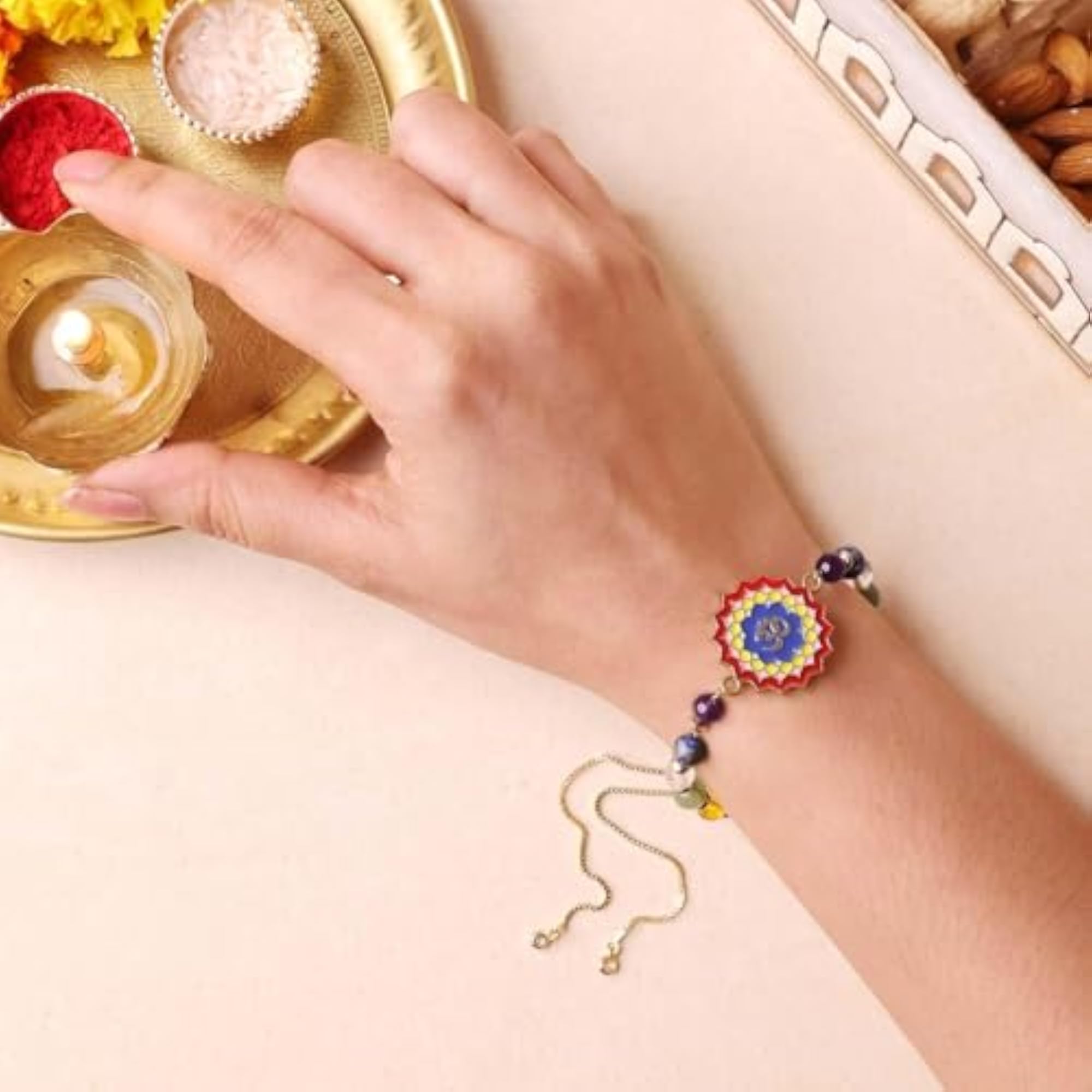 7 Chakra Crystal Rakhi Combo for Brother & Bhabhi