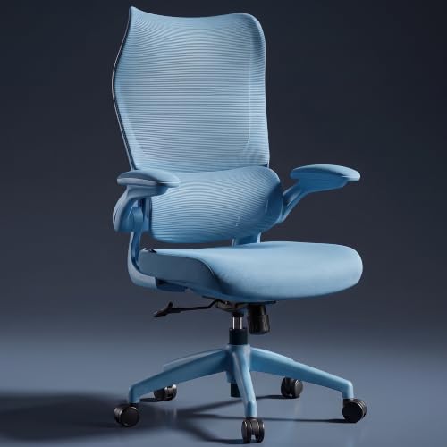 Image of DROGO Chrono Ergonomic Office Chair for Work with Adjustable Lumbar Support | Curved Back Breathable Mesh | Computer Chair With 135 Recline |2D Padded Armrests & Heavy Nylon Base, 1-Yr Warranty(Blue)