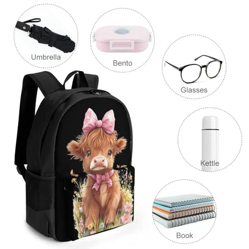 Cute Highland Cow Travel Backpack Casual Daypack Shoulder Bag with Adjustable Shoulder Straps for Men Women3