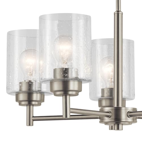 Kichler Winslow 19.75" Chandelier in Brushed Nickel, 5-Light Chandelier for Dining Room, Living Room, or Bedroom, Clear Seeded Glass, (19.75" W x 16" H), 44030NI by Kichler - Image 6