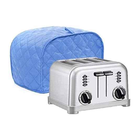 Toaster Cover, Polyester Quilted Four Slice Toaster Appliance Cover, Dust and Fingerprint Protection, Machine Washable-2 YR Warranty (12W x 11D x 8.5H, Blue Polyester)