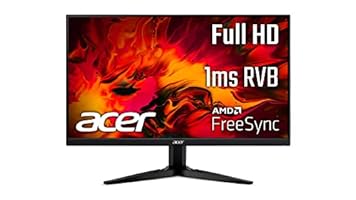 Acer Nitro KG241YA Gaming Monitor 23.8 Zoll (60 cm Bildschirm) Full HD, 75Hz HDMI, 60Hz VGA, 1ms (VRB), HDMI 1.4, DP 1.2, VGA, FreeSync, Schwarz