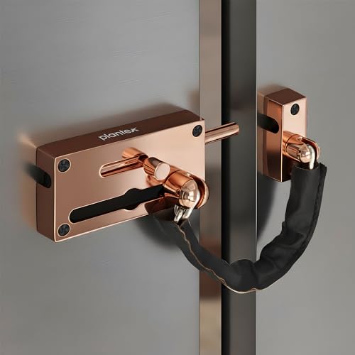 Image of Plantex Door Chain with Baby Latch /Door Chain Lock for Main Door /Latch Lock for Door /Heavy Duty Door Safety Guard Lock for Home, Hotel & Office Security - Pack of 1 (DTK-294-Rose Gold)