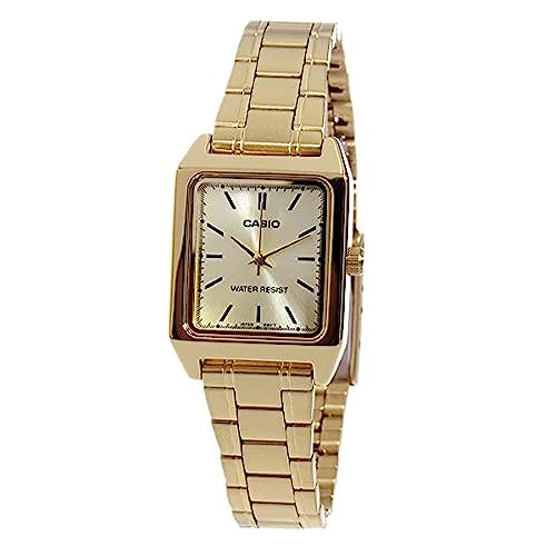 Casio watch,Dress Analog Ladies,Gold Dial,Gold ion plated ca...