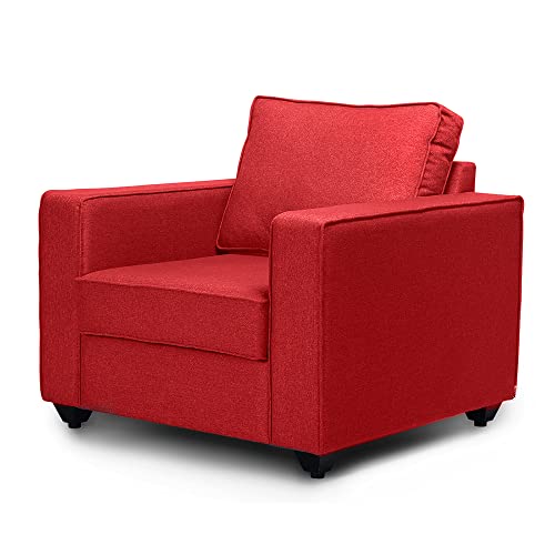 Image of Wakefit Sofa Set | 3 Year Warranty | Sofa 1 Seater, 1 Seater Sofa for Living Room, Wooden Sofa Set, Sofa Set Single Seater - Napper(Omega : Red)