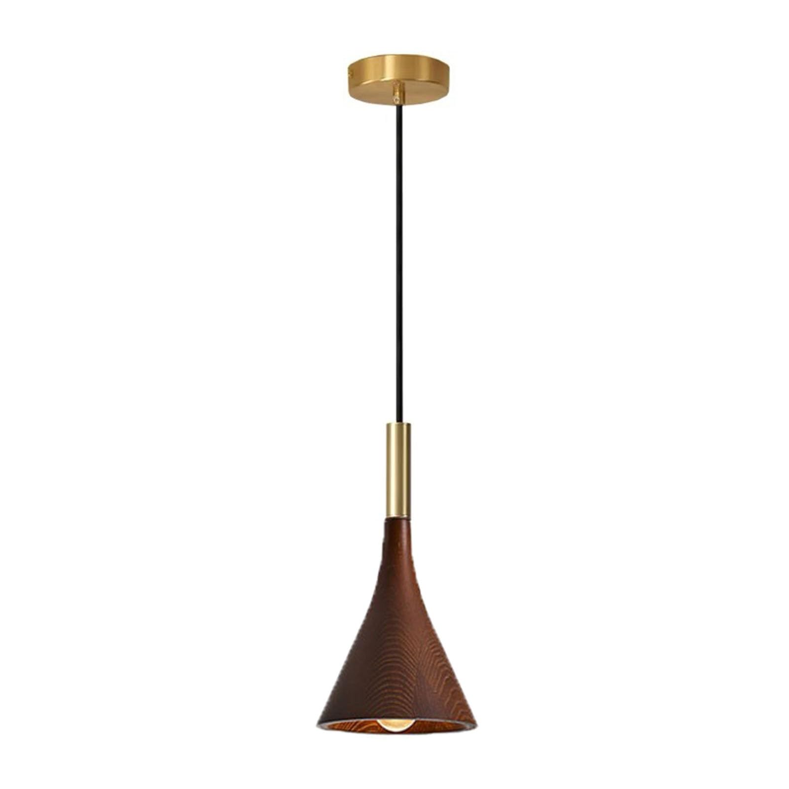 FEITENGDA Modern Nordic Solid Wood Pendant Light Minimalist Cone Wooden Shade Hanging Lamp Interior Adjustable Height Chandelier for Dining Room Kitchen Island Bedside